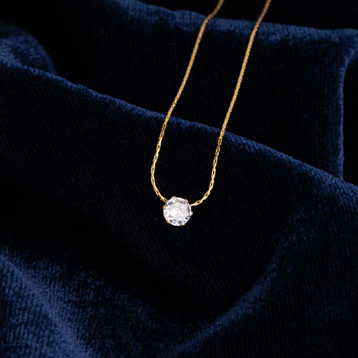 Solitaire Diamond Necklace - Anti Tarnish