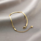 18K Plated Snake Bone Chain Anklet with Heart Charm