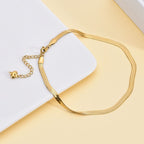 18K Plated Snake Bone Chain Anklet with Heart Charm
