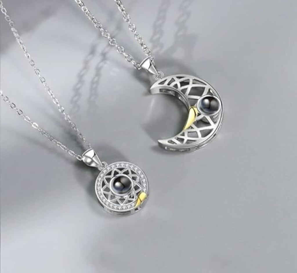 Sun And Moon - I Love You 100 Languages Necklace For Her Him Best Friends