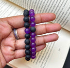 Black Purple Pair Macrame Adjustable Matching Bracelets Set