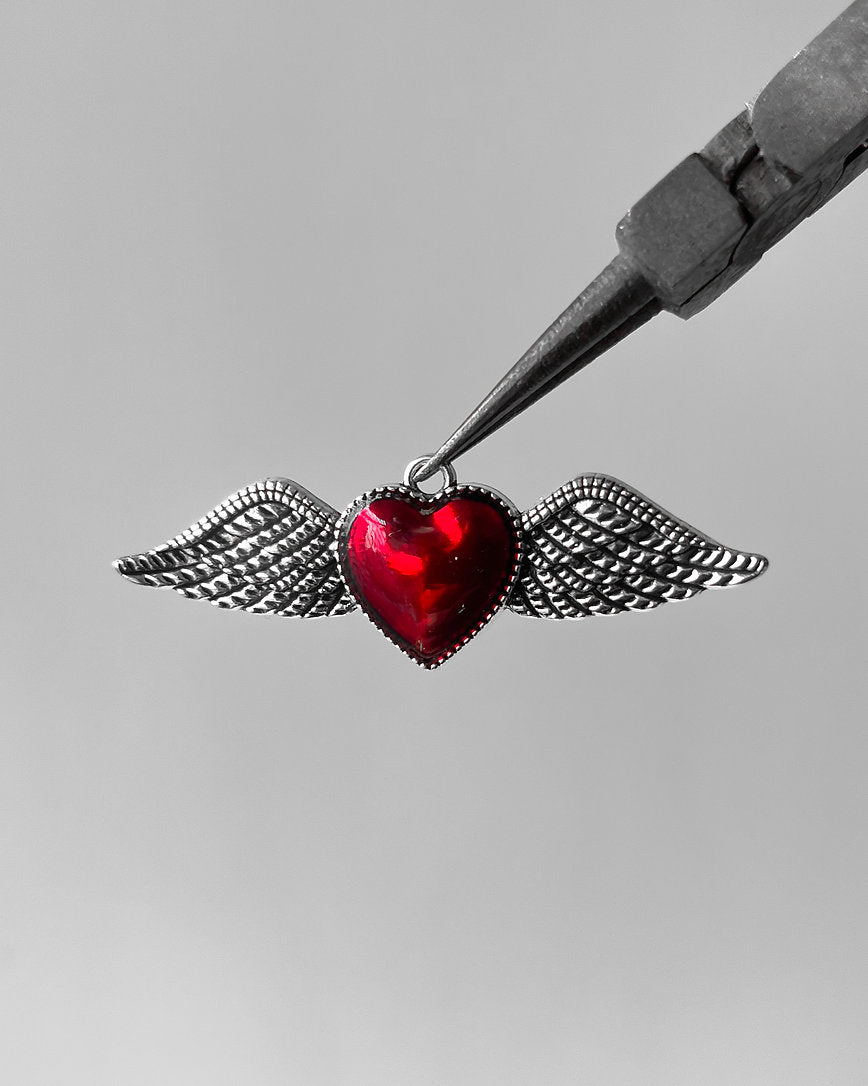 Red Heart Wings Charm