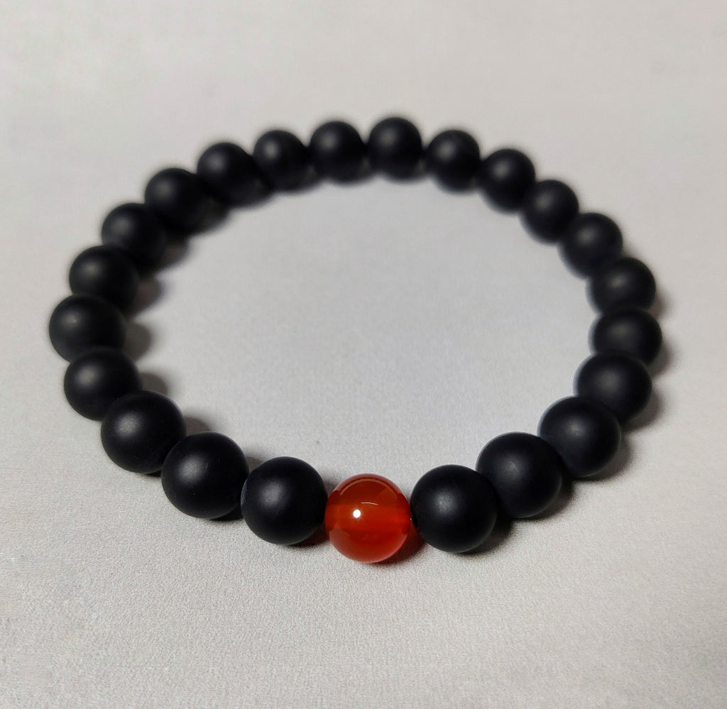 Distance Bracelets Matching Set - Black & Red Onyx