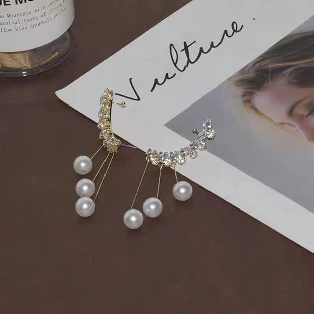 Korean Long Tassel Crystal Studded Drop Earrings