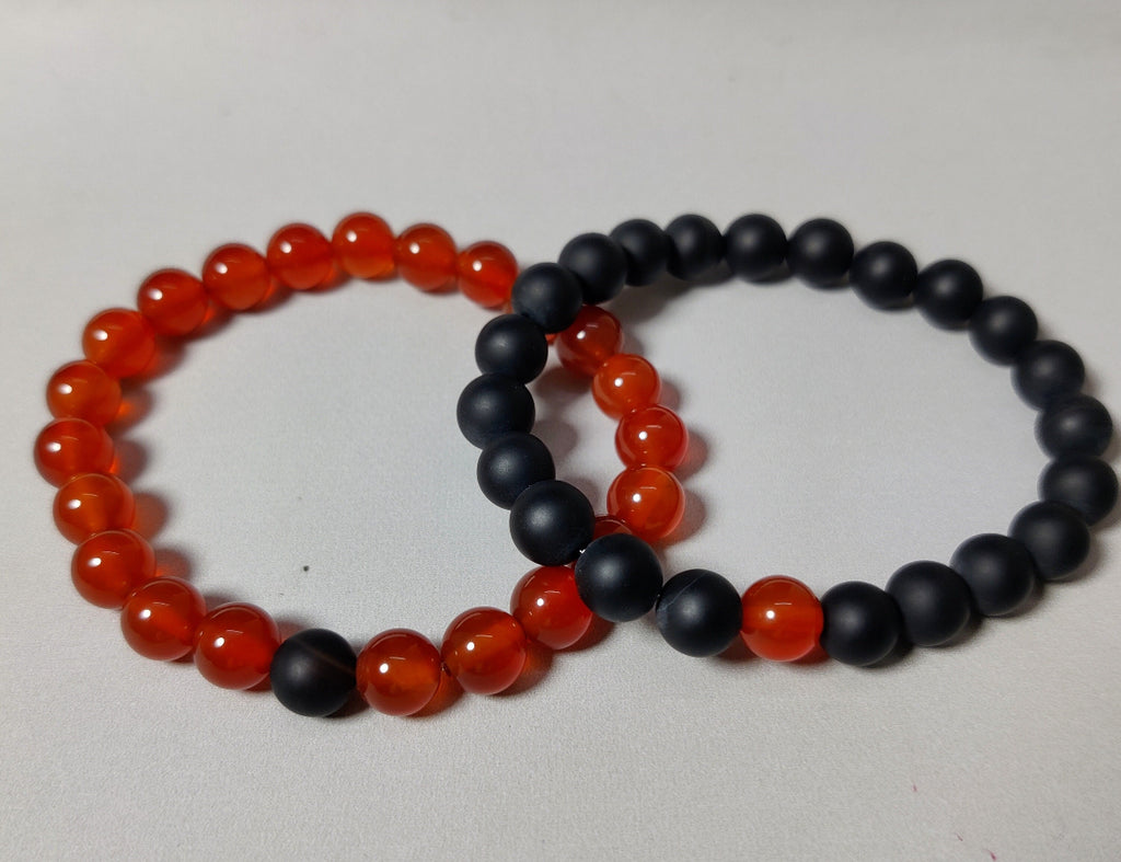 Distance Bracelets Matching Set - Black & Red Onyx