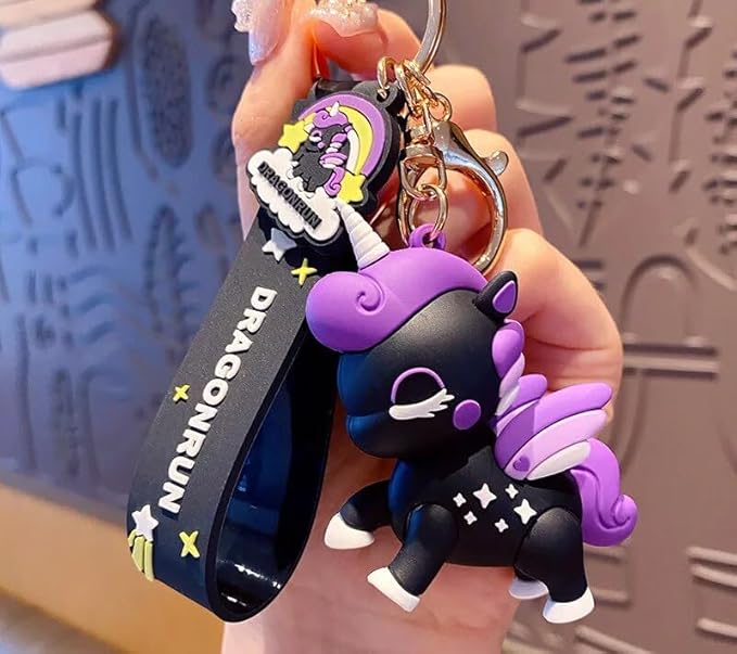 Black with Purple Little Unicorn Keychain