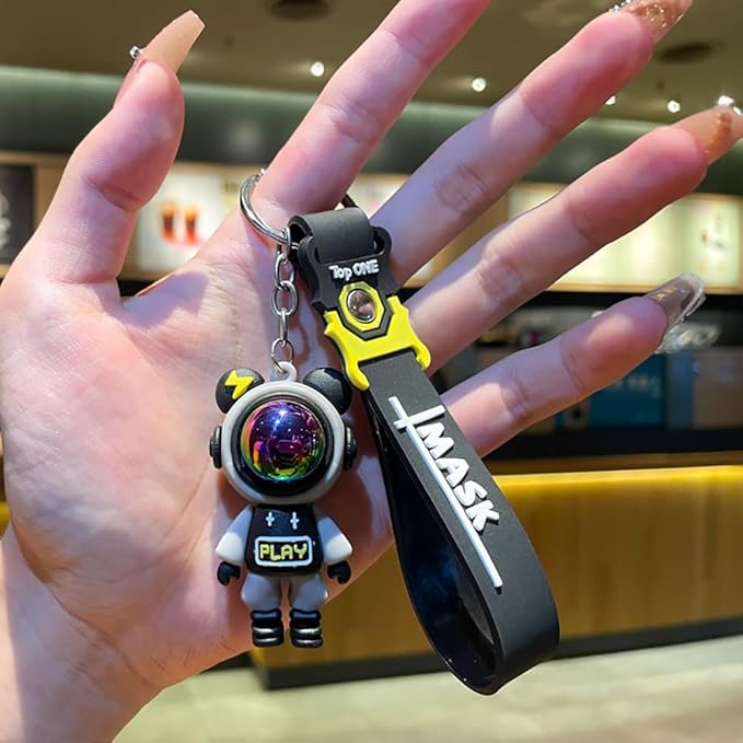 Astronaut Pilot Bear Keychain ( Black & Grey Shade )