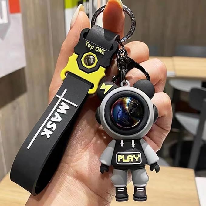 Astronaut Pilot Bear Keychain ( Black & Grey Shade )