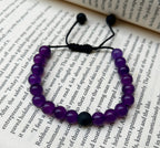 Black Purple Pair Macrame Adjustable Matching Bracelets Set