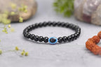 Black Onyx Owel Bead Evil Eye Bracelet