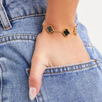 Five Clover Charm Black Adjustable Bracelet