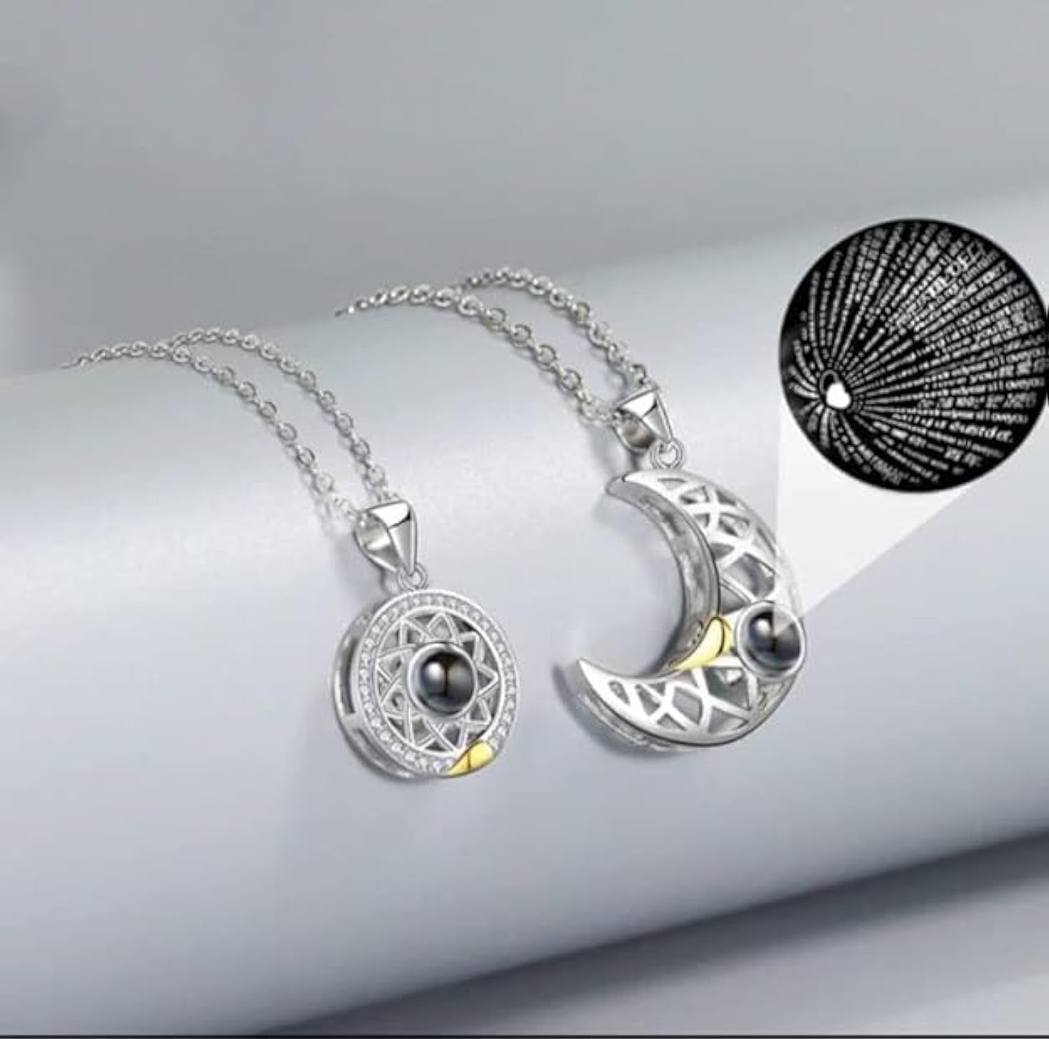 Sun And Moon - I Love You 100 Languages Necklace For Her Him Best Friends