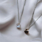 Graceful Black &amp; White Swan Necklaces