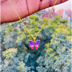 Gold Plated Chain Buttery Pendant Necklace D03