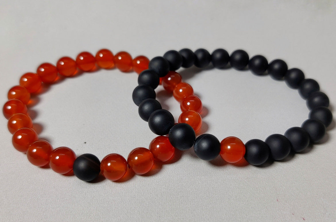 Distance Bracelets Matching Set - Black & Red Onyx