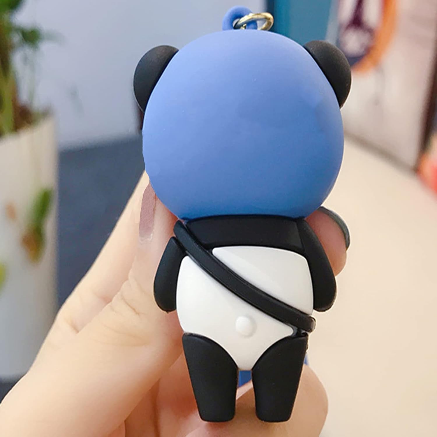 Cute Blue Panda Cartoon Key Chain