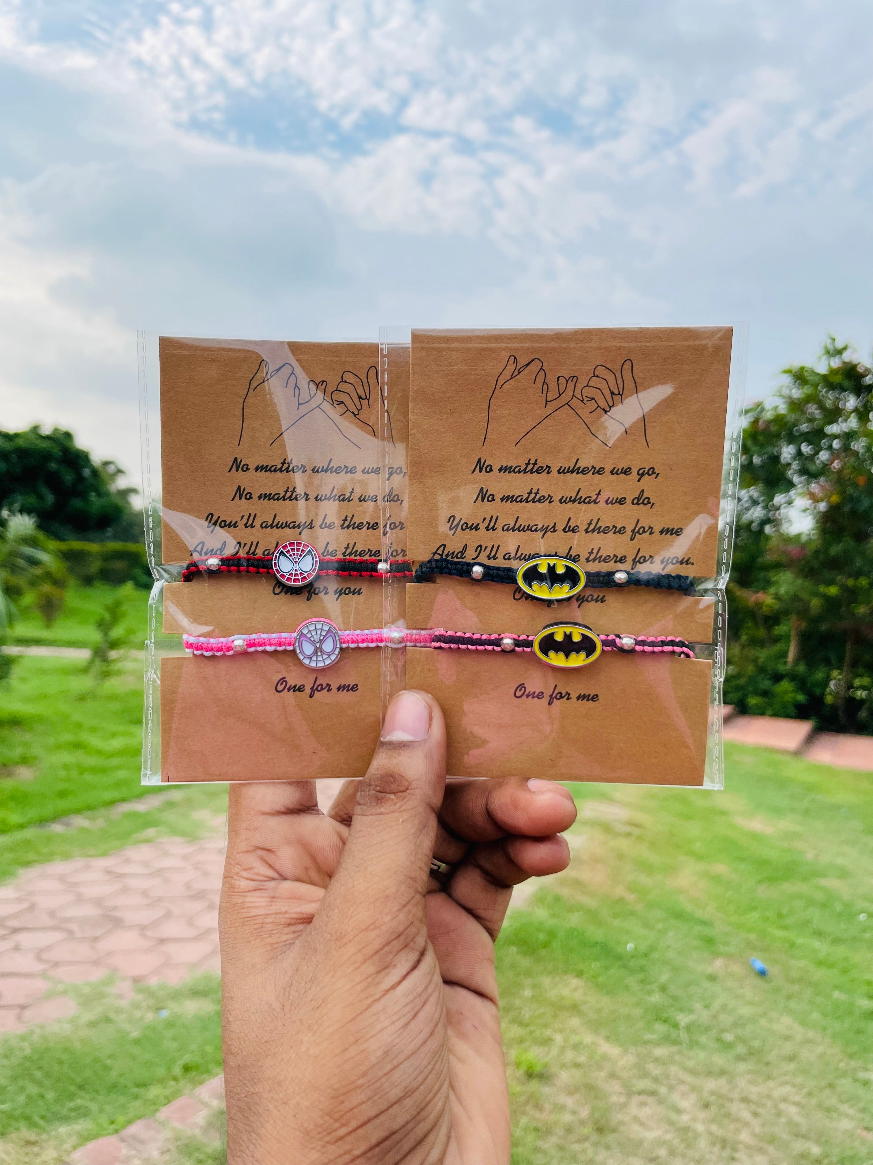 Spider-Man & Batman Matching Friendship Bracelet Set