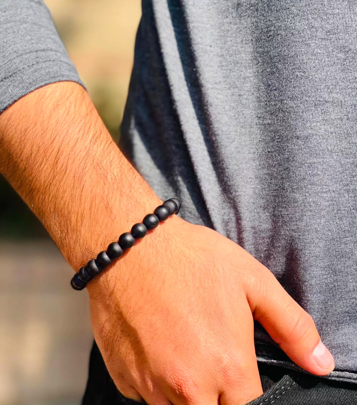 Black Onyx Matte Stone Bracelet