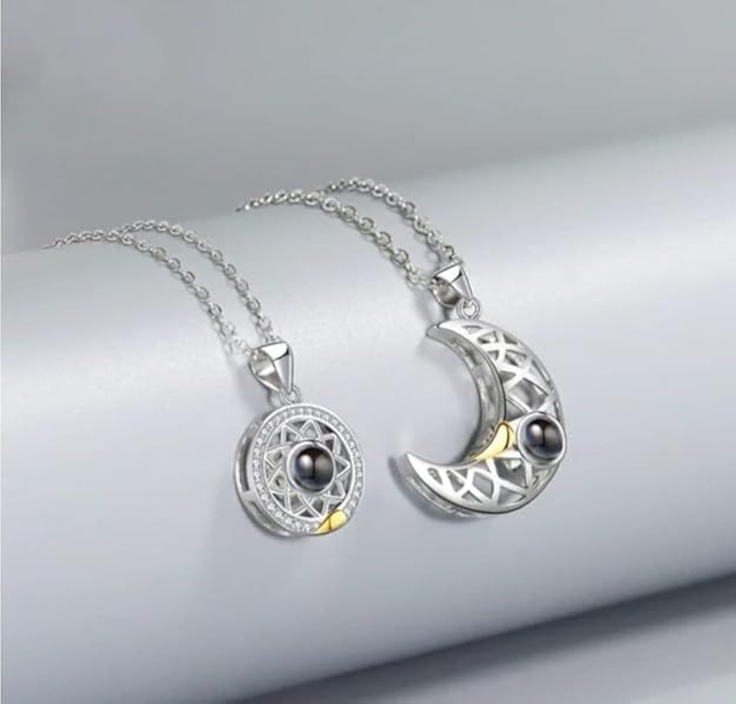 Sun And Moon - I Love You 100 Languages Necklace For Her Him Best Friends