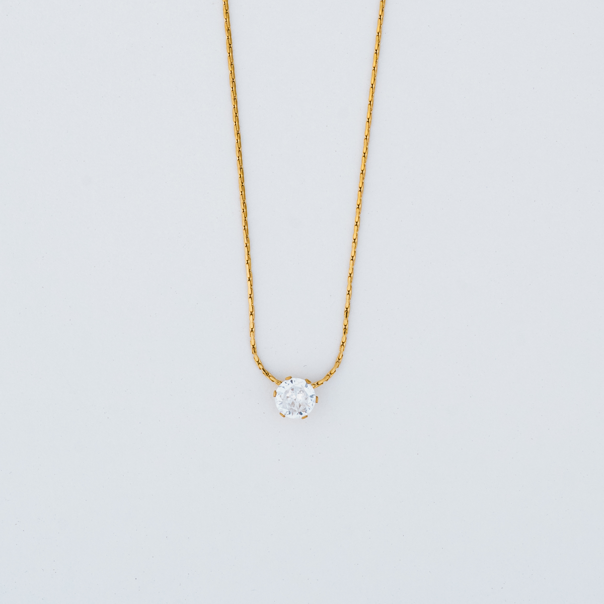 Solitaire Diamond Necklace - Anti Tarnish