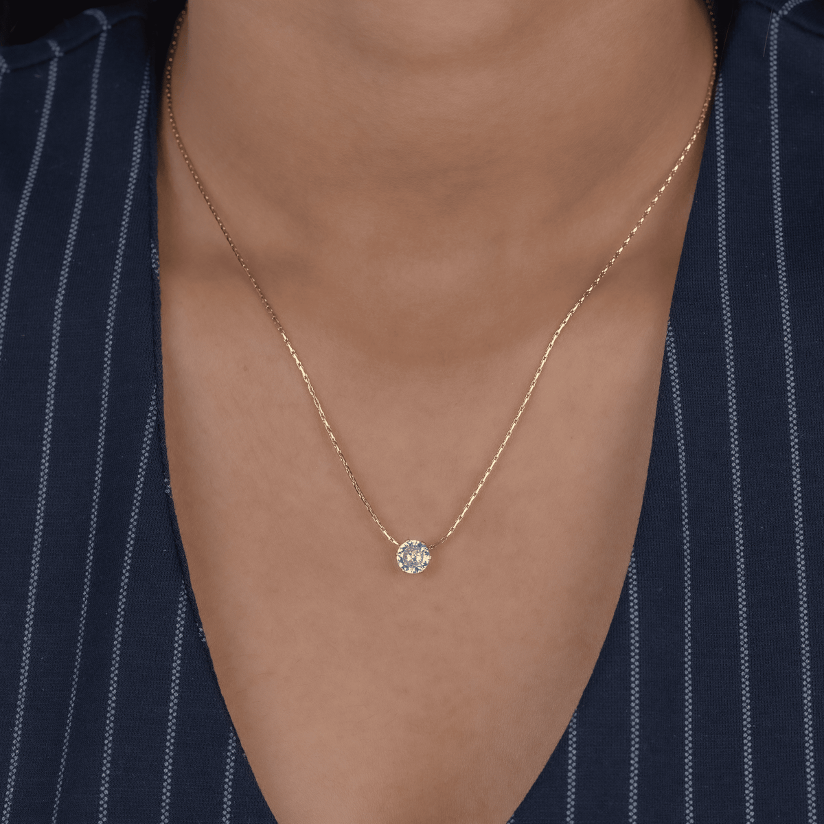 Solitaire Diamond Necklace - Anti Tarnish
