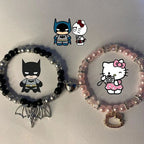 Batman & Hello Kitty Couple Beaded Charm Bracelets