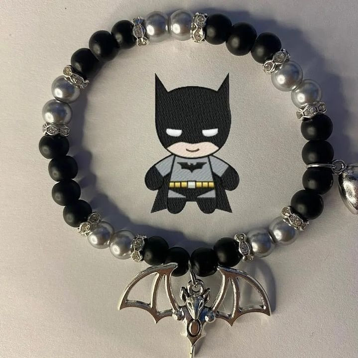 Batman & Hello Kitty Couple Beaded Charm Bracelets