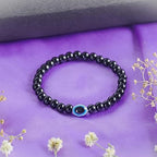 Black Onyx Owel Bead Evil Eye Bracelet
