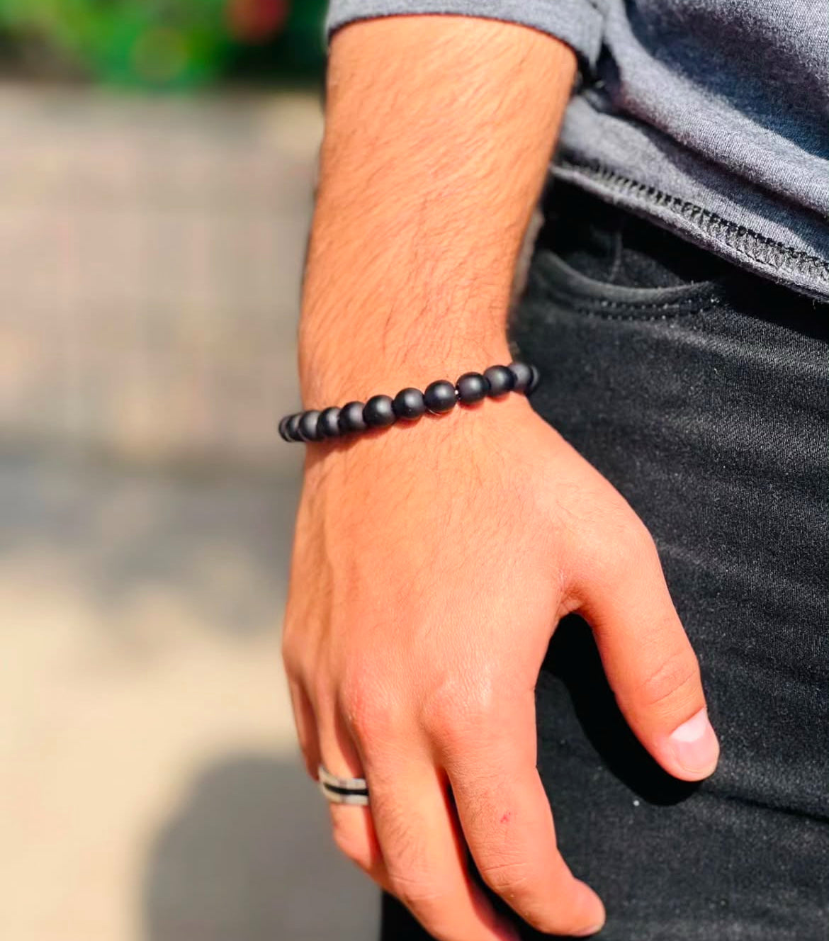 Black Onyx Matte Stone Bracelet