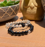 Distance Matching Bracelets - Clear & Black Bead