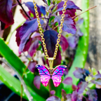 Gold Plated Chain Buttery Pendant Necklace D03