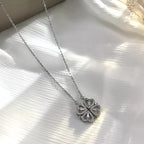 Four Leaf Clover Silver Magnetic Necklace