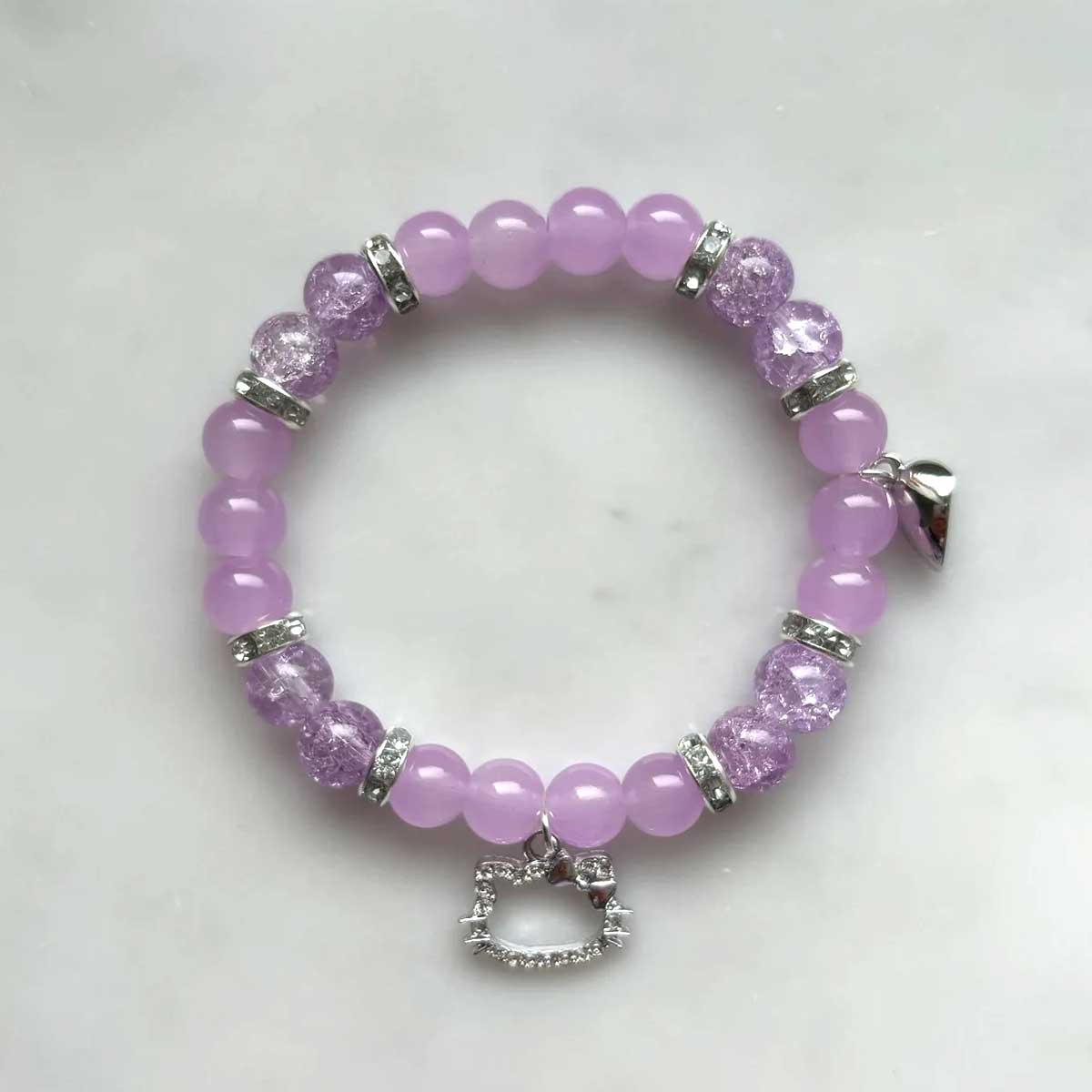 Hello Kitty Matching Bracelets with Heart Magnet (Pink and Purple)