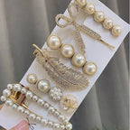 Korean Style Pearl Metal Hair Clips Set