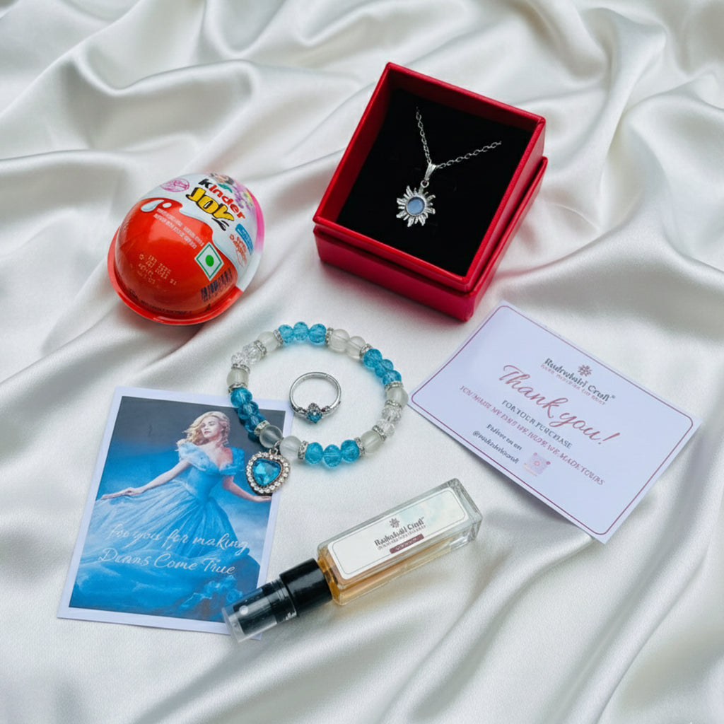 Kinder Joy Cinderella Gift Hamper | Cinderella Queen Special Jewellery & Surprise Gift Set for Girls