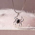 Miles Morales Spiderman Necklace | Spider Man Locket with Black Stone Spider Pendant & Snake Chain