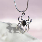 Miles Morales Spiderman Necklace | Spider Man Locket with Black Stone Spider Pendant & Snake Chain