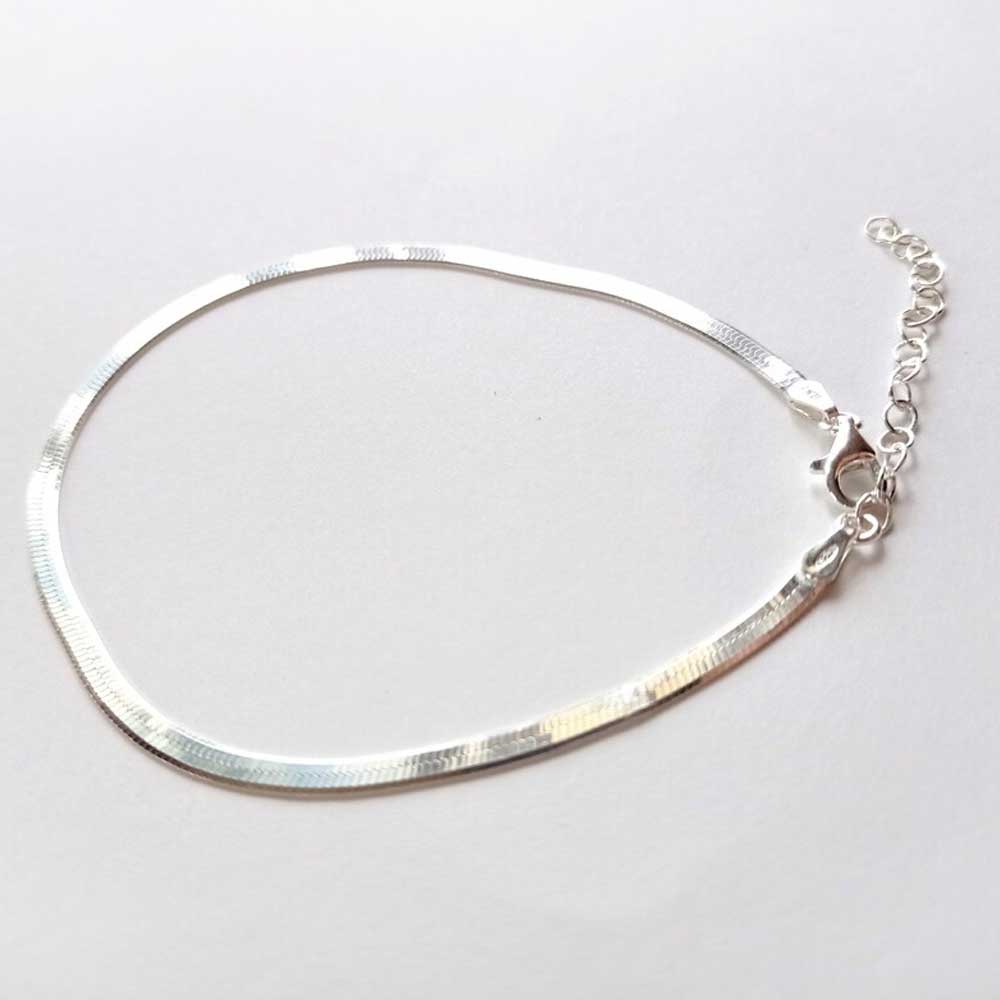 Minimal Snake Chain Anklets In Sterling Silver
