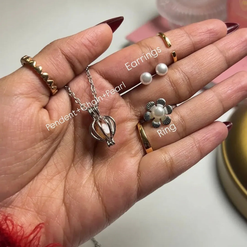 Love Pearl Necklace Set | Hidden Pearl Surprise Gift