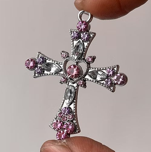 Pink Cross Charm D01