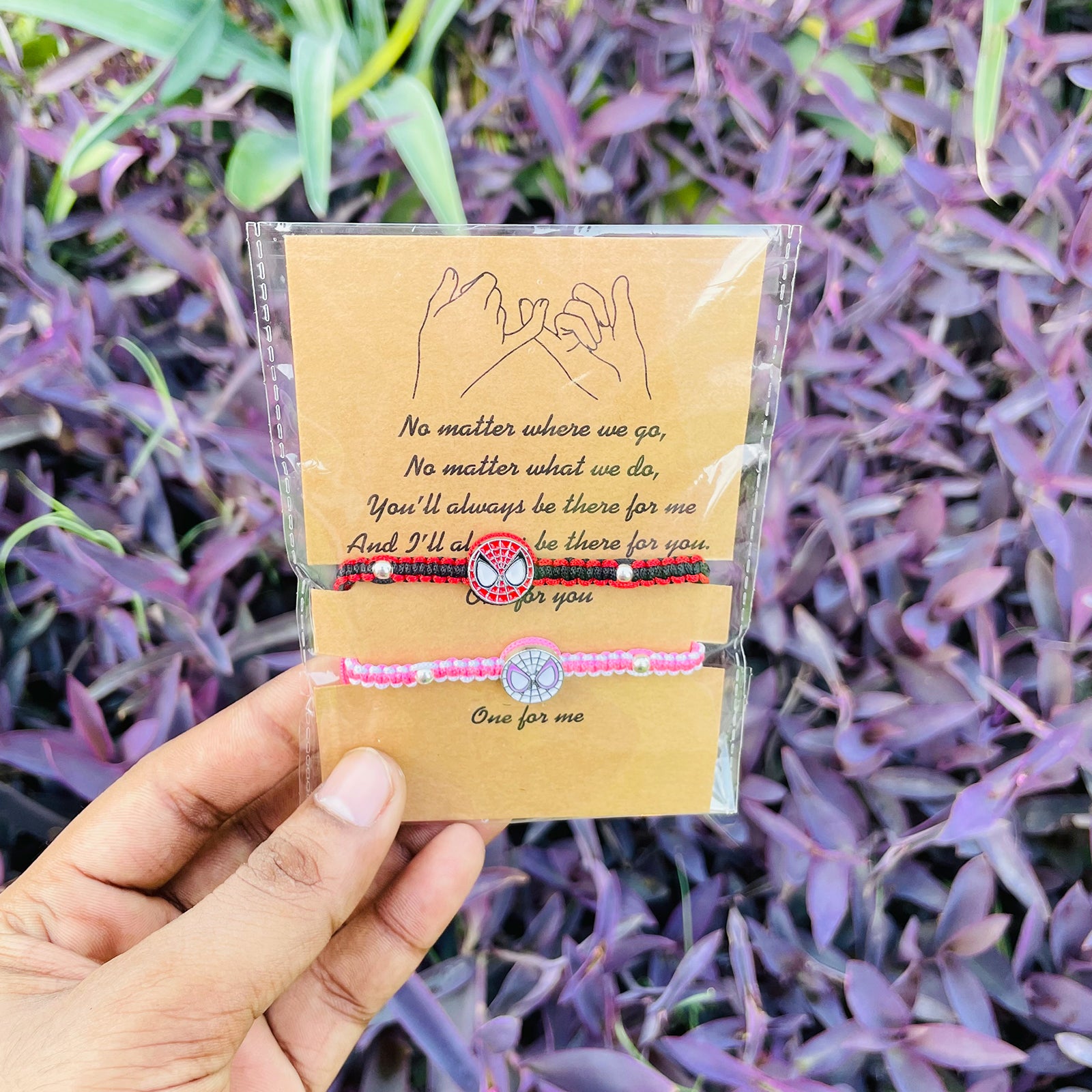 Spider-Man & Spider-Gwen Matching Bracelets & Pendants Set