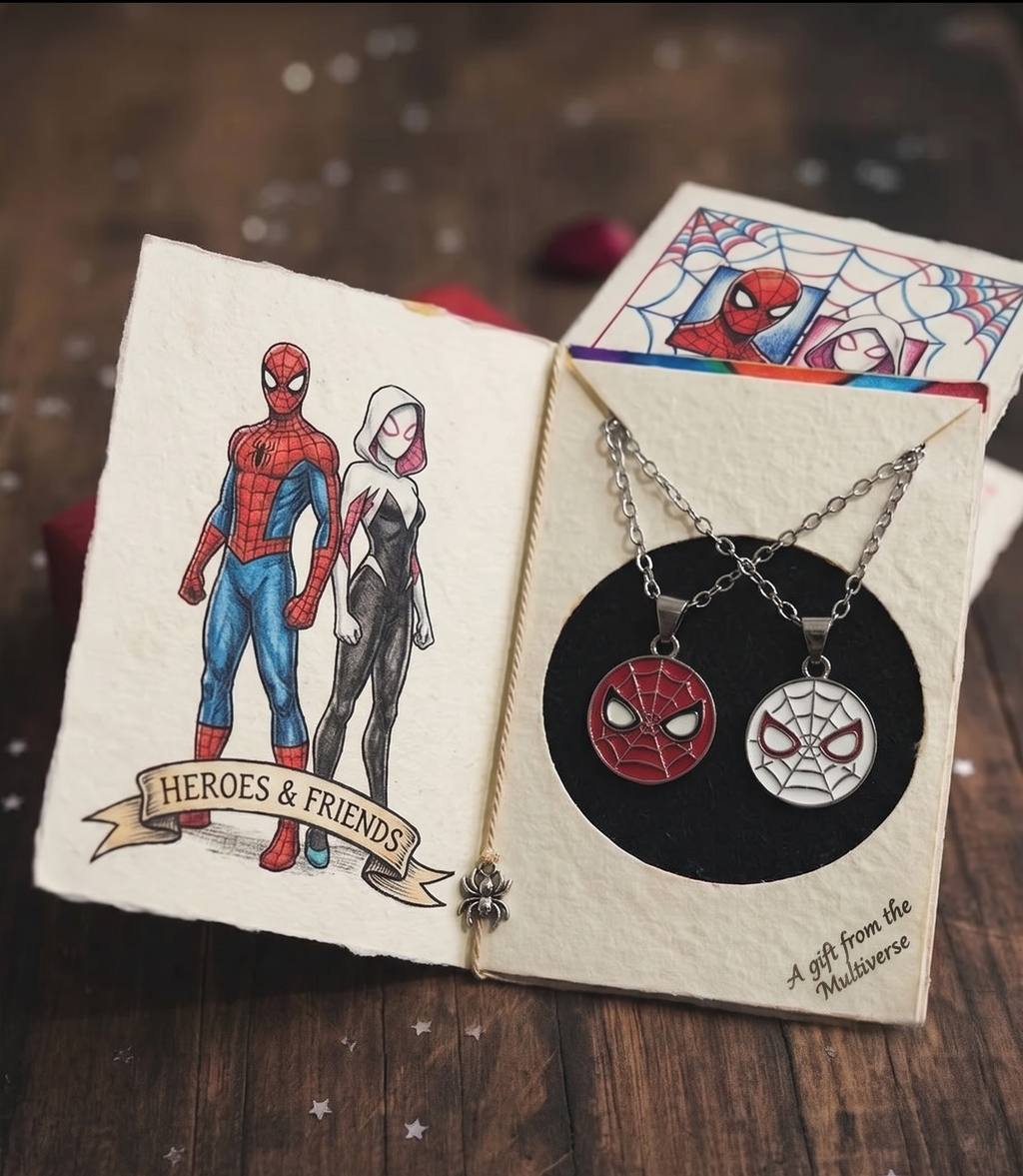Spider Man & Gwen Couple Pendant Necklace Set for Couples