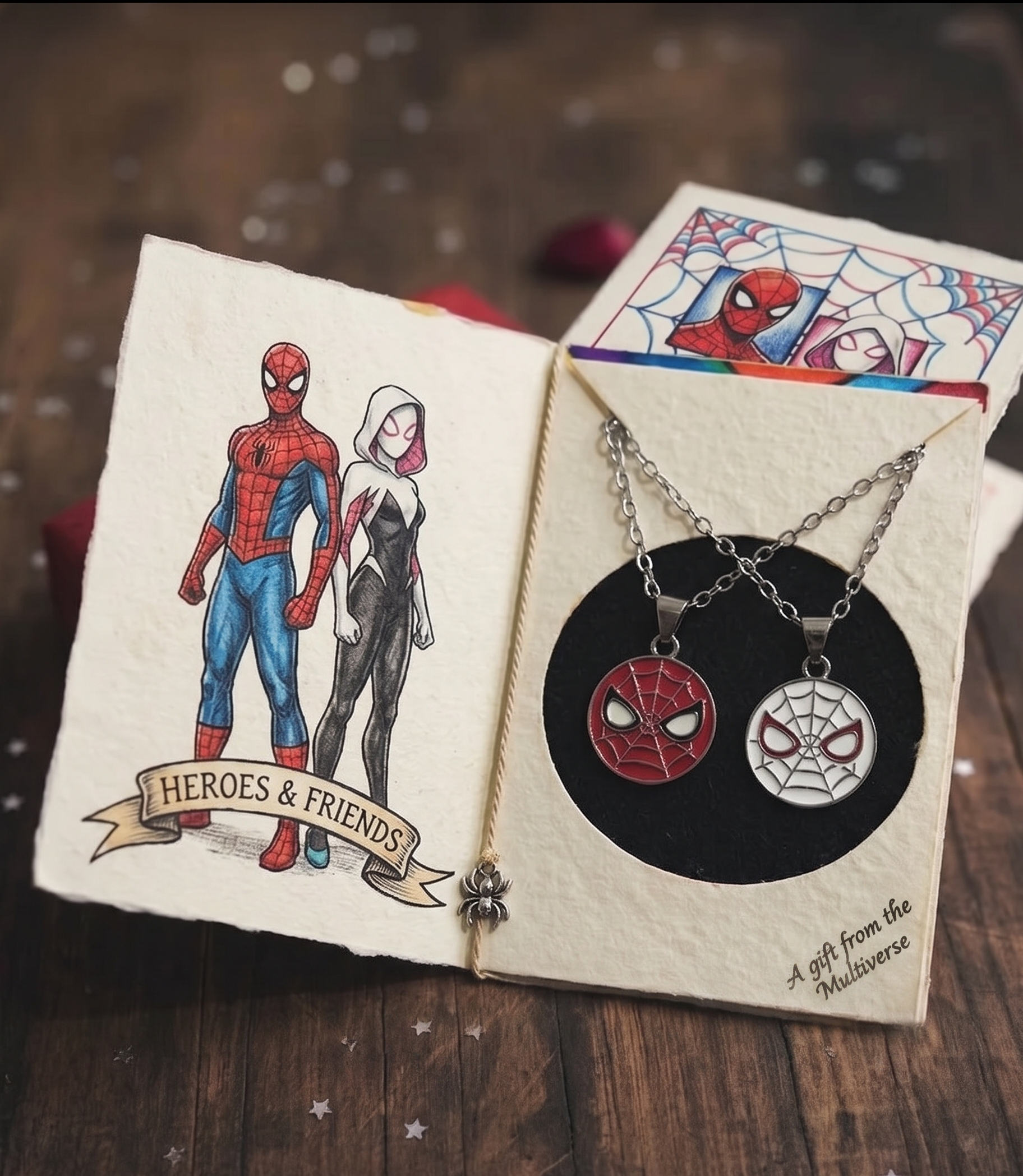 Spider Man & Gwen Couple Pendant Necklace Set for Couples