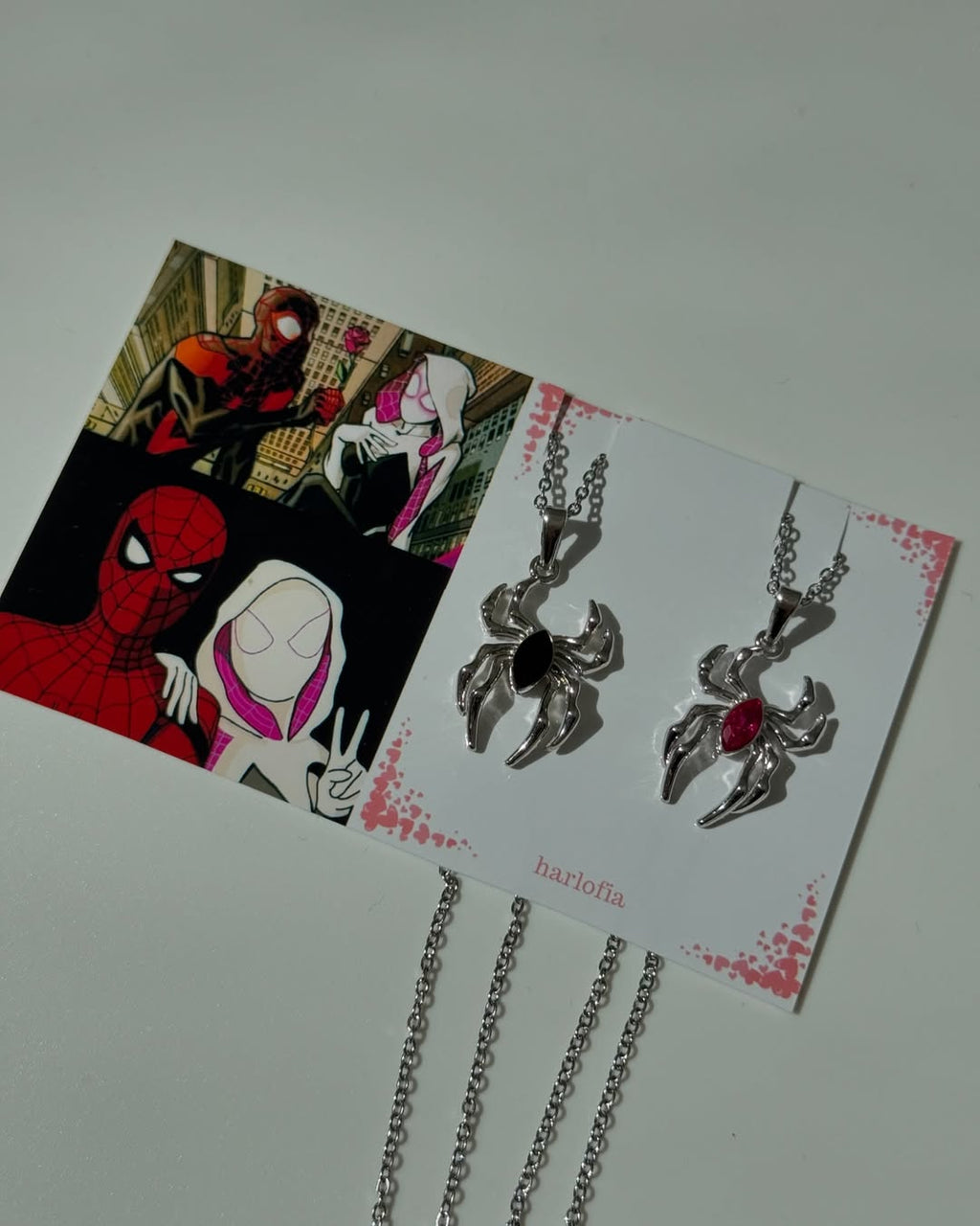 Miles X Gwen Spiderman Necklace Set | Matching Spider Pendant, Spider Man Locket with Spider Chain for Couples