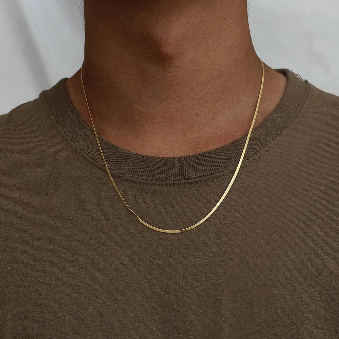 18K Gold Snake Chain Men Necklace