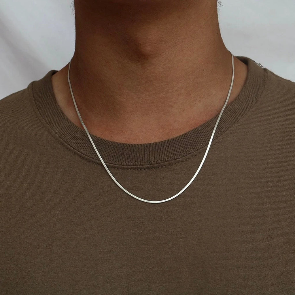 Silver Stainless Steel Snake Chain Men Necklace