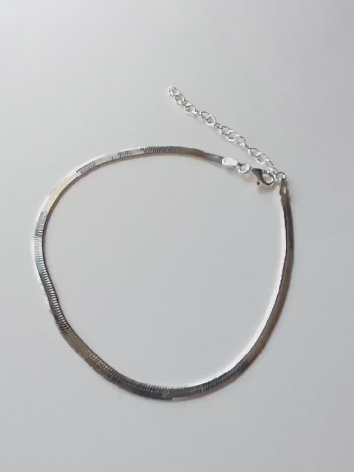 Minimal Snake Chain Anklets In Sterling Silver